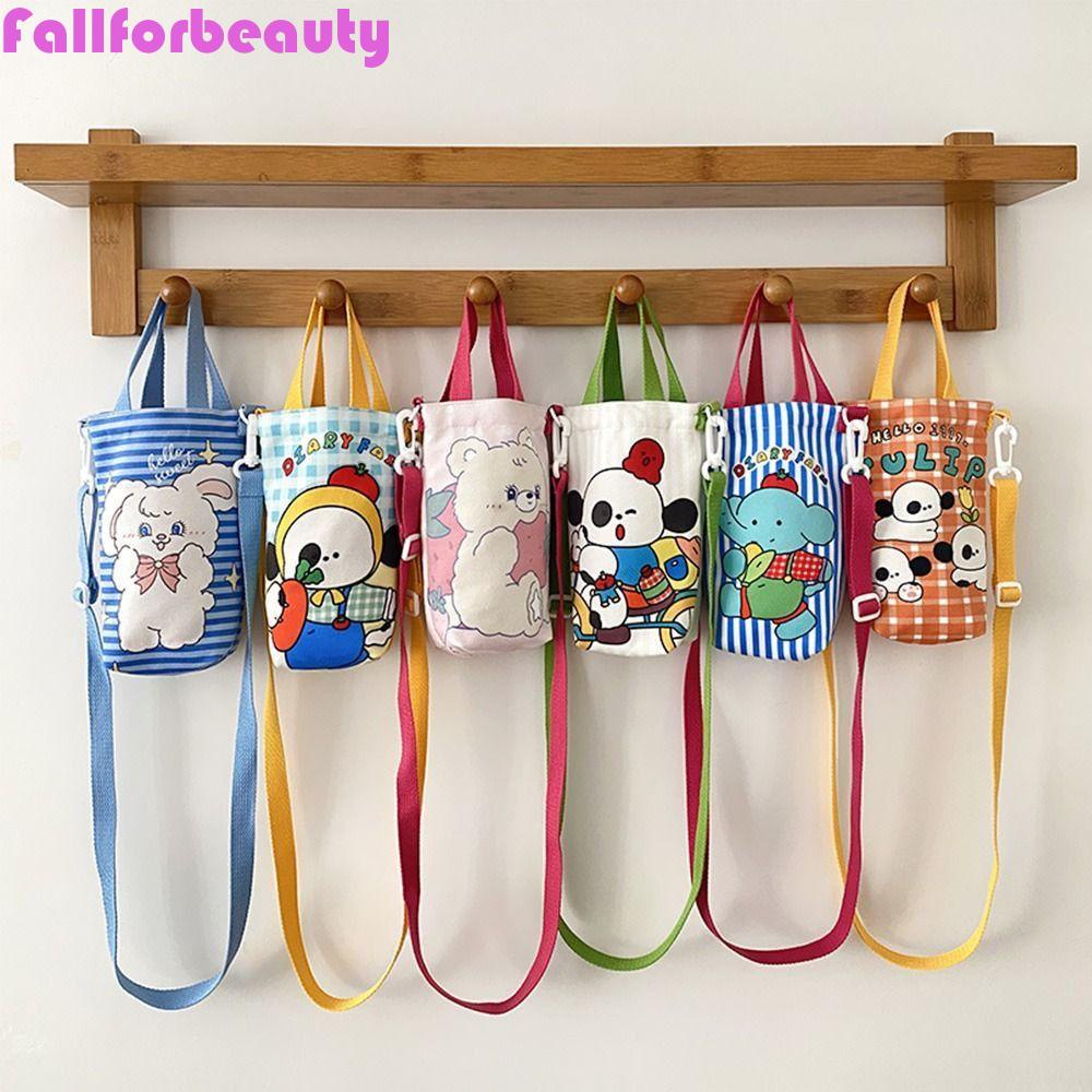 FALLFORBEAUTY Túi Canvas Đeo Vai Đơn In Họa Tiết Hoạt Hình Nghệ Thuật Có Dây Đeo Cho Nữ