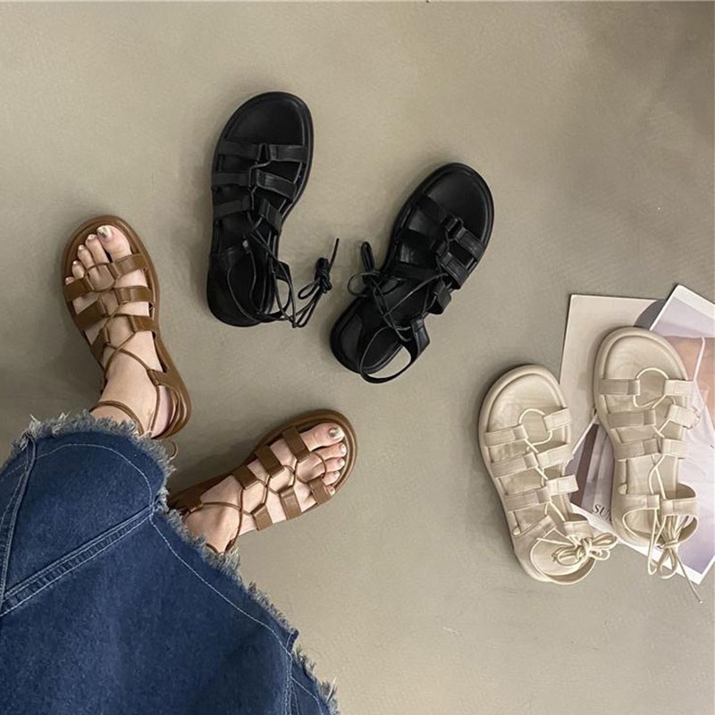 Xăng đan Đế Dày Mềm Mại Phong Cách Retro Thời Trang Cho Nữ