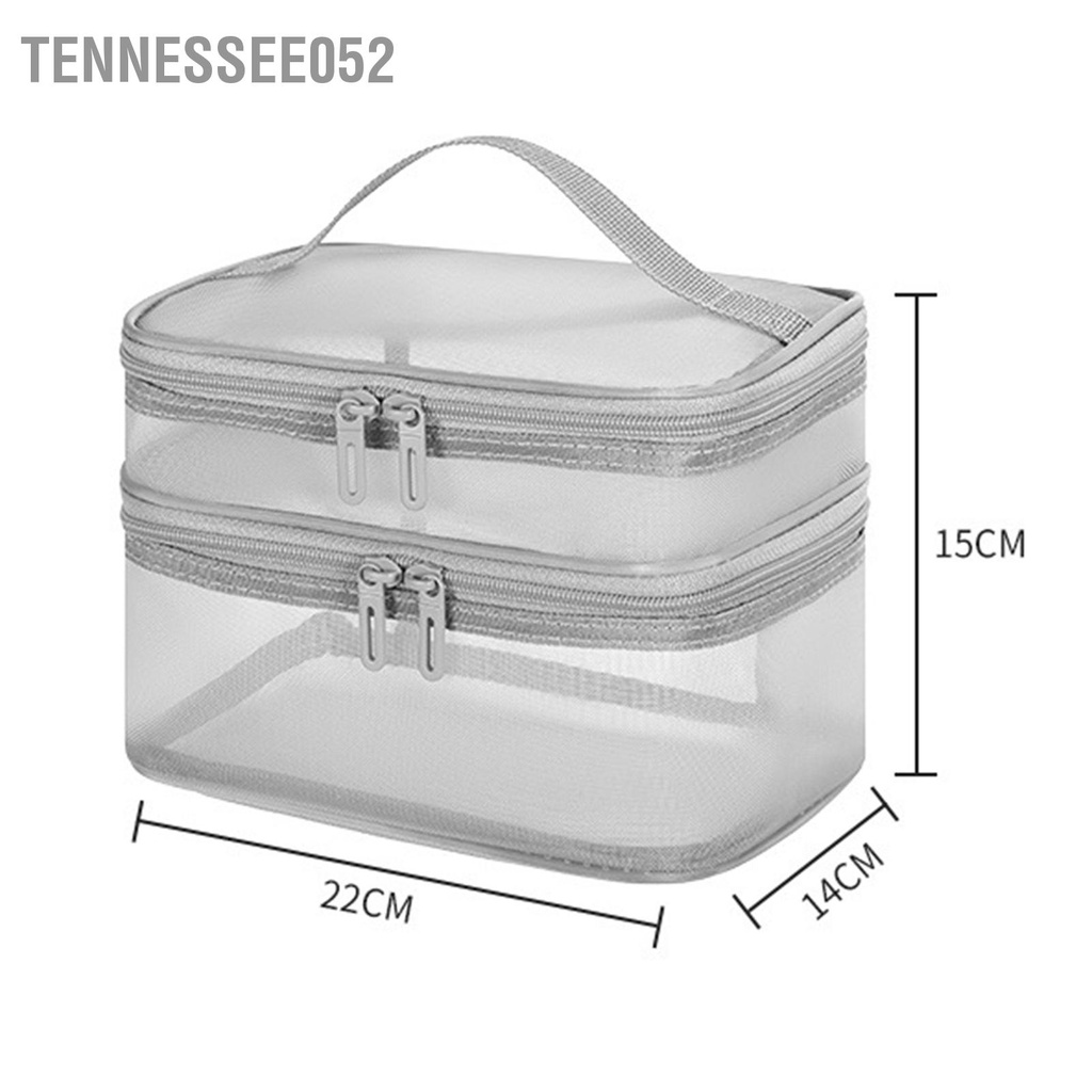 Tennessee052 Túi đựng mỹ phẩm hai lớp Dễ dàng phân loại dạng lưới dung tích lớn có tay cầm chắc chắn khi đi du lịch