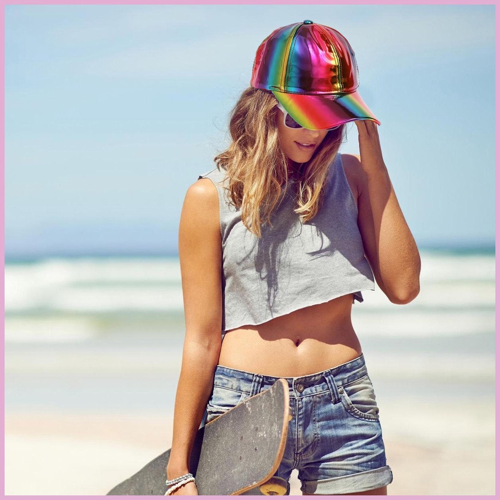 Mũ Lưỡi Trai Màu Holographic Phản Quang Phong Cách Hiphop Thời Trang