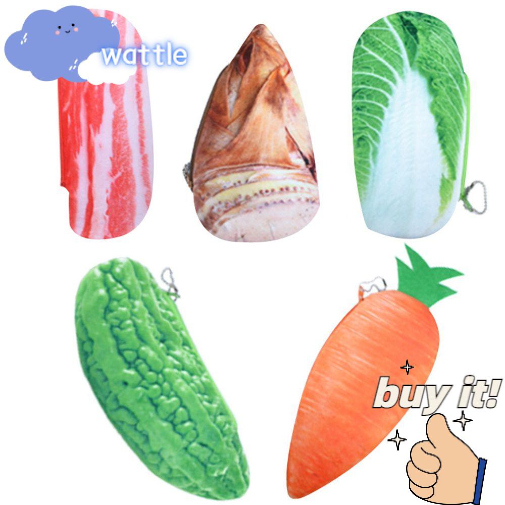 WATTLE Túi Đựng Bút Chì / Tiền Xu Hình Rau Củ Nhồi Bông Dễ Thương Cho Học Sinh