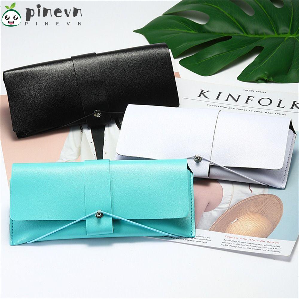 PINEVN Hộp Đựng Mắt Kính Bằng Da PU Màu Trơn Có Thể Gấp Gọn Tiện Dụng Cho Nam Và Nữ
