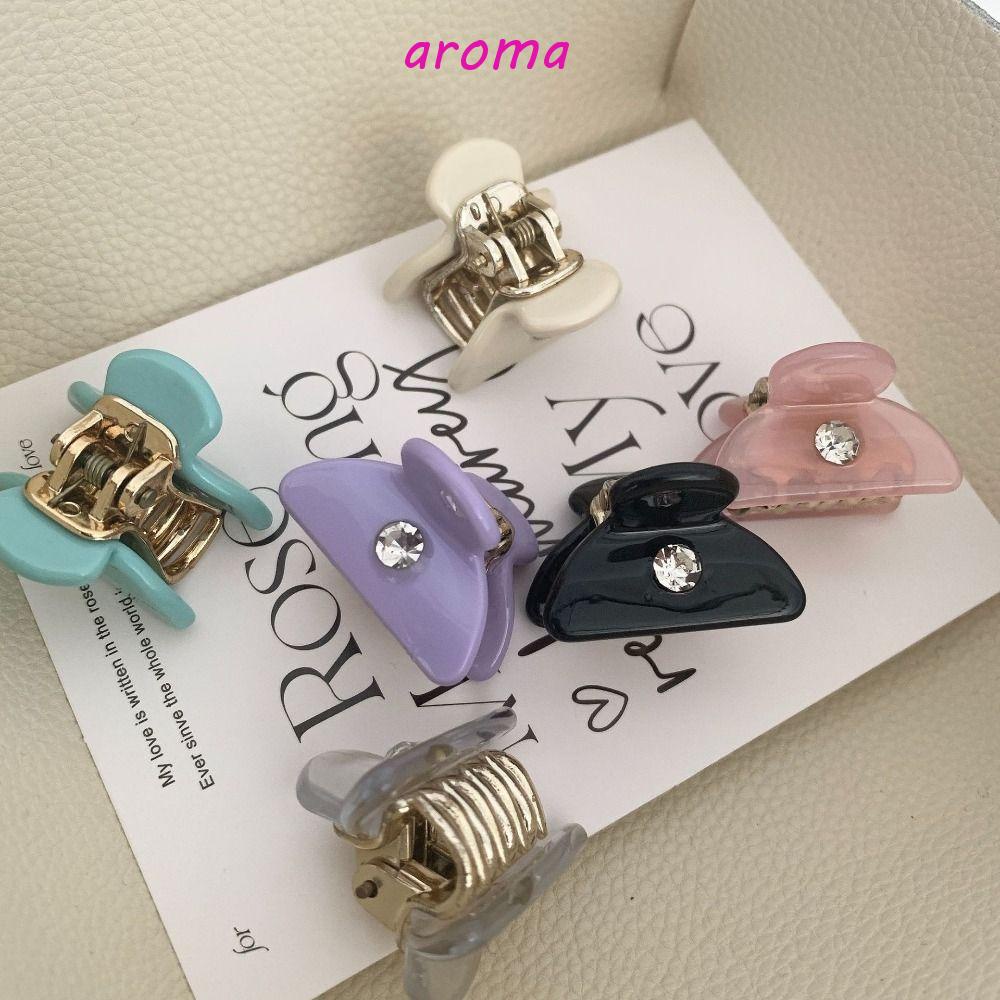 AROMA Kẹp Tóc Càng Cua Mini Hình Học Đính Đá Dễ Thương Sáng Tạo Cho Nữ