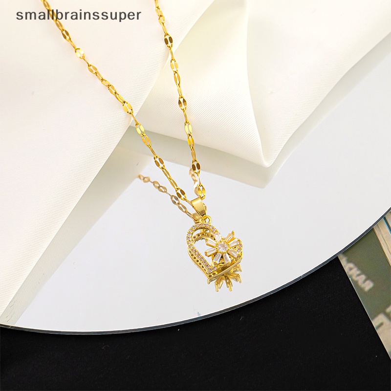 Vòng cổ Bằng Thép Titan Dát Vàng Nhẹ Hình Trái Tim Thời Trang Cho Nữ SBS