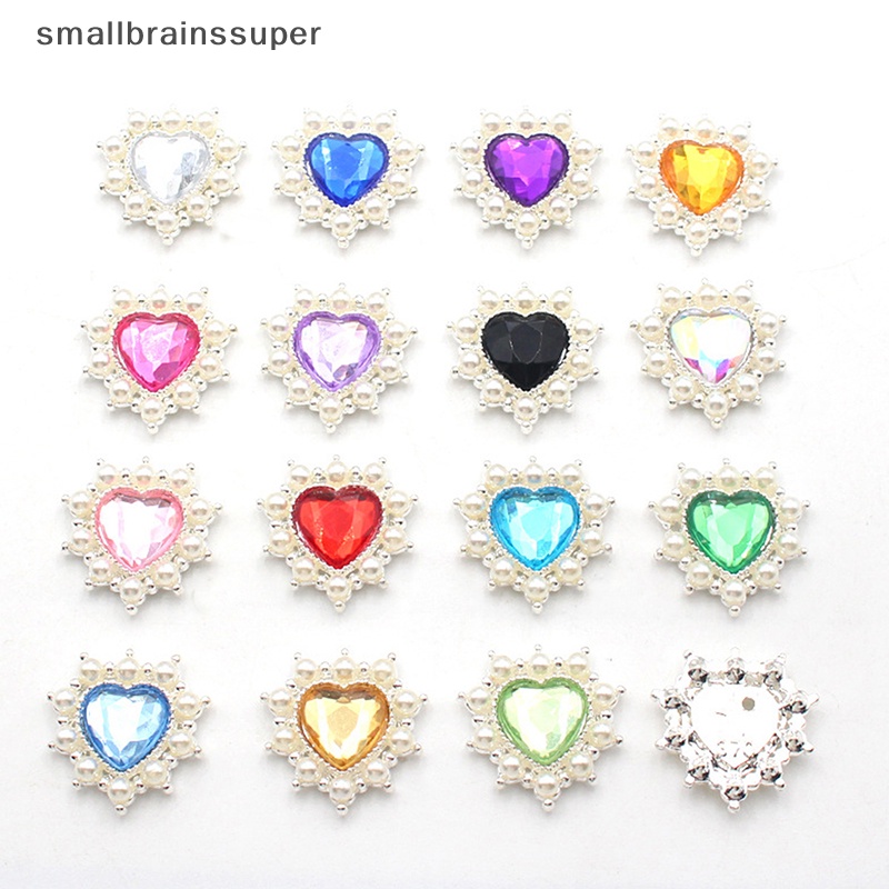 Nút Ngọc Trai Hình Trái Tim Bằng Hợp Kim Dùng Trang Trí Quần Áo DIY SBS