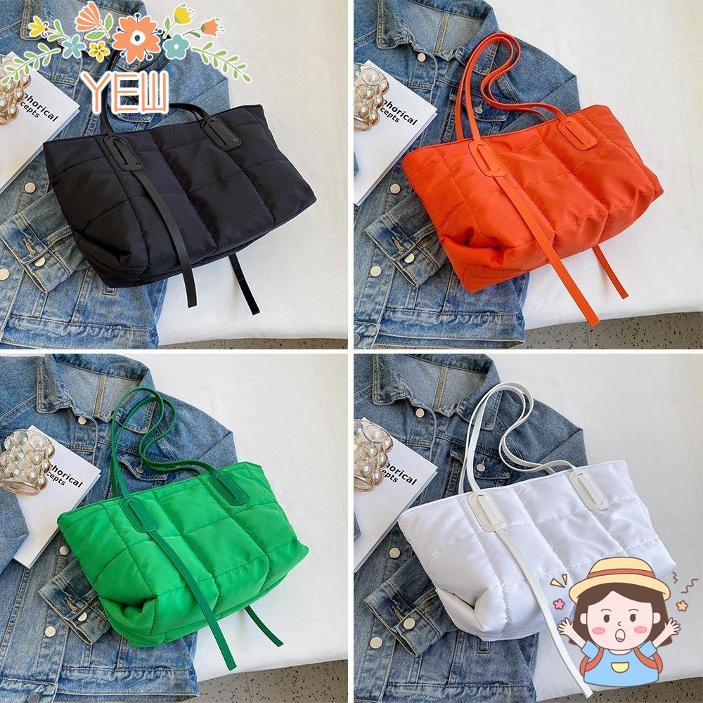 Túi Mua Sắm Có Đệm Cotton Màu Trơn Sức Chứa Lớn Hợp Thời Trang