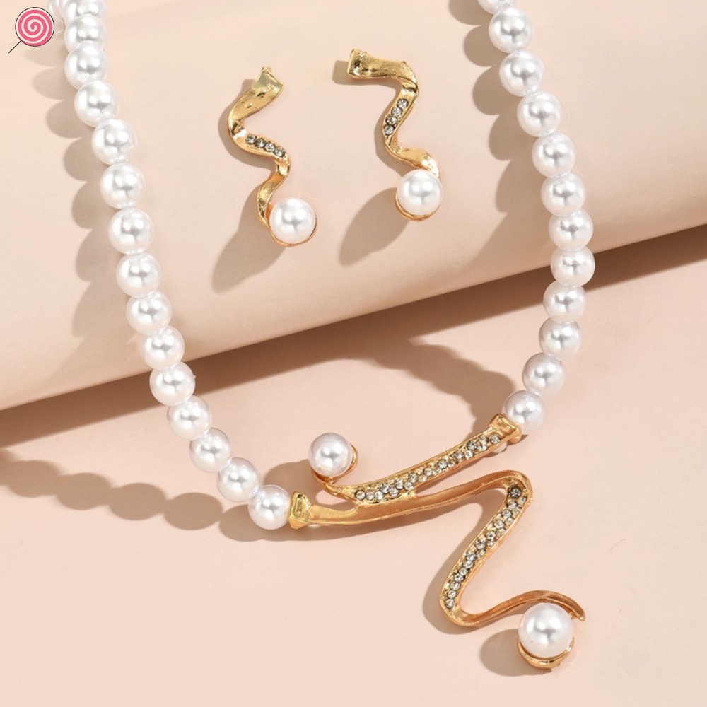 Bộ Trang Sức 3 Món Thời Trang Đính Đá &amp; Ngọc Trai Nhân Tạo Cho Nữ