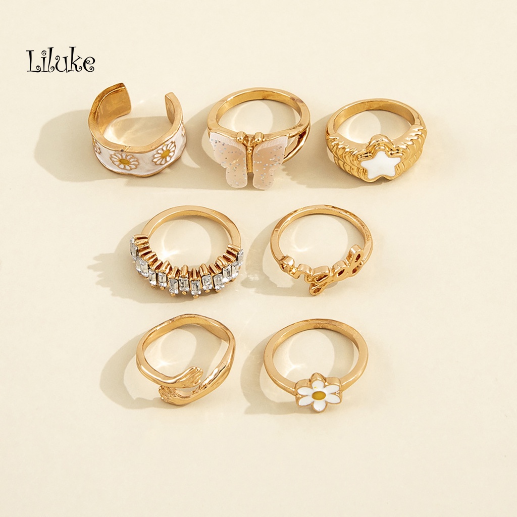 Bộ 7 Nhẫn Nữ Trang Phong Cách Gothic Độc Đáo