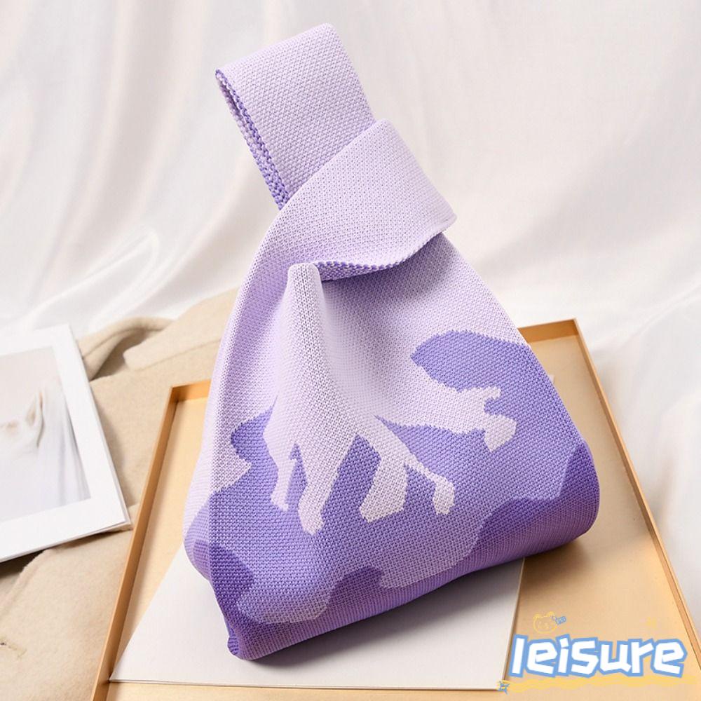 LEISURE Túi Xách Mini Đan Len Đeo Cổ Tay Cho Nữ