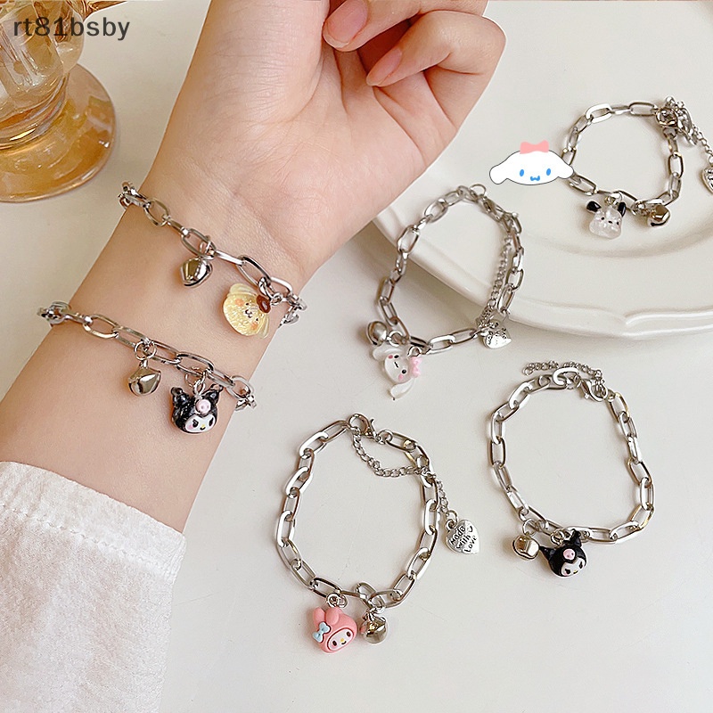 SANRIO Vòng Đeo Tay Cặp Đôi Họa Tiết Hoạt Hình Cinnamoroll Dễ Thương Có Thể Điều Chỉnh Và Chuông