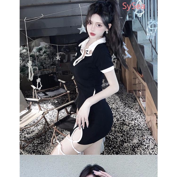 Đầm Cổ Bẻ NgắN Tay DáNg Ôm GợI CảM Cho Nữ