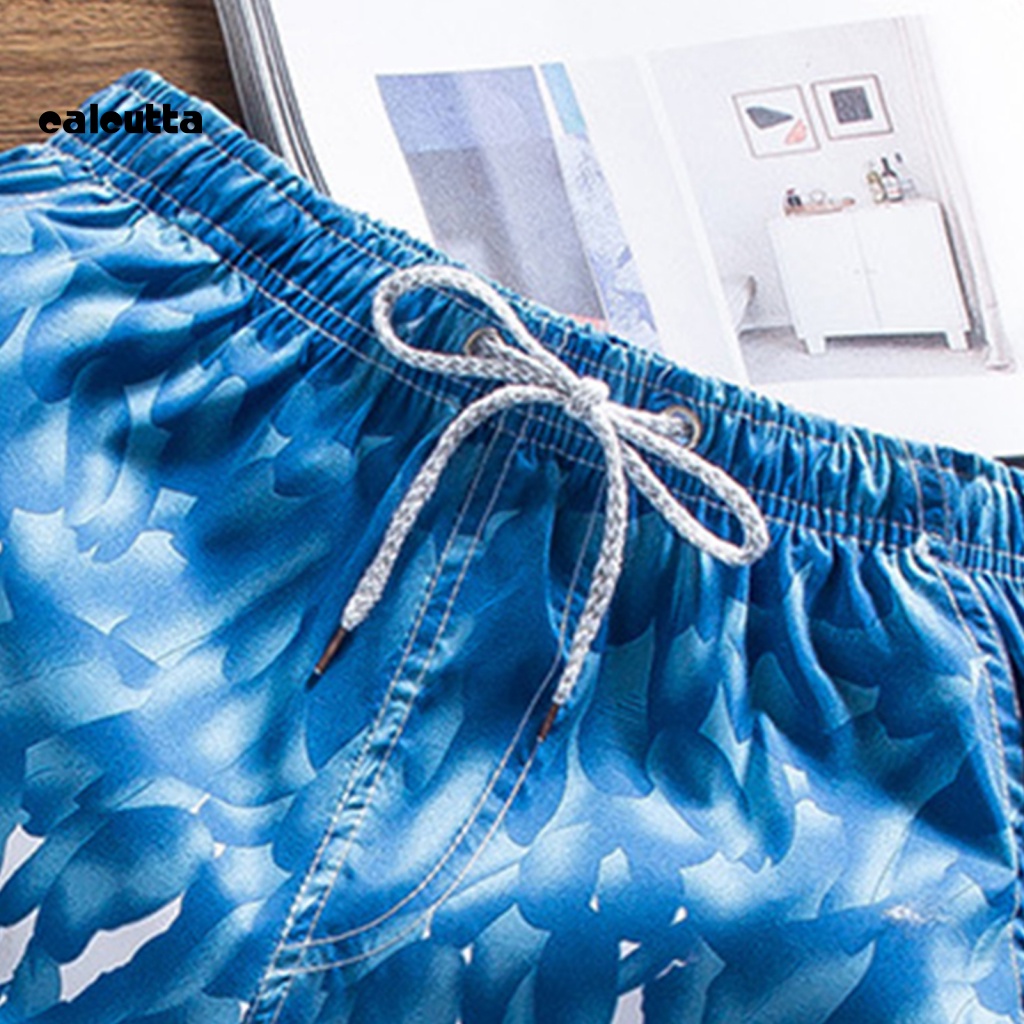 [calcutta] Quần Đùi Đi Biển Dáng Rộng Eo Co Giãn In Hình Lông Vũ Nhiều Màu Sắc Mùa Hè