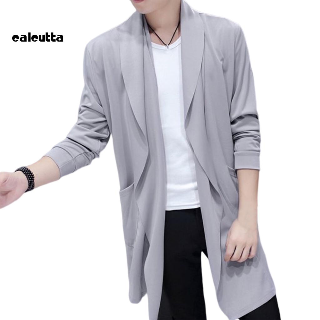 [calcutta] Áo Choàng Dài Đến Giữa Bắp Chân Dáng Ôm Màu Trơn Kích Thước Lớn Cho Nam Giới