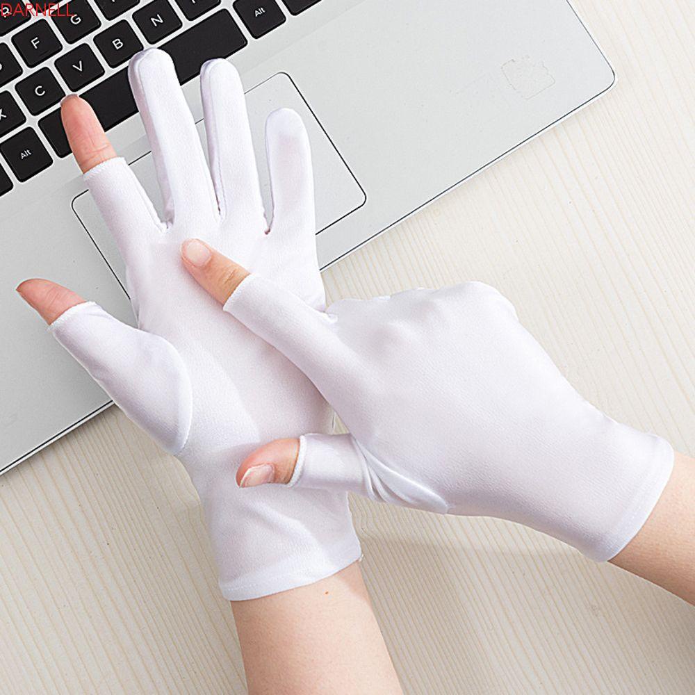 DARNELL Găng Tay Lái Xe Hai Ngón Vải Lụa Lạnh Co Giãn Thoáng Khí Thời Trang Nữ