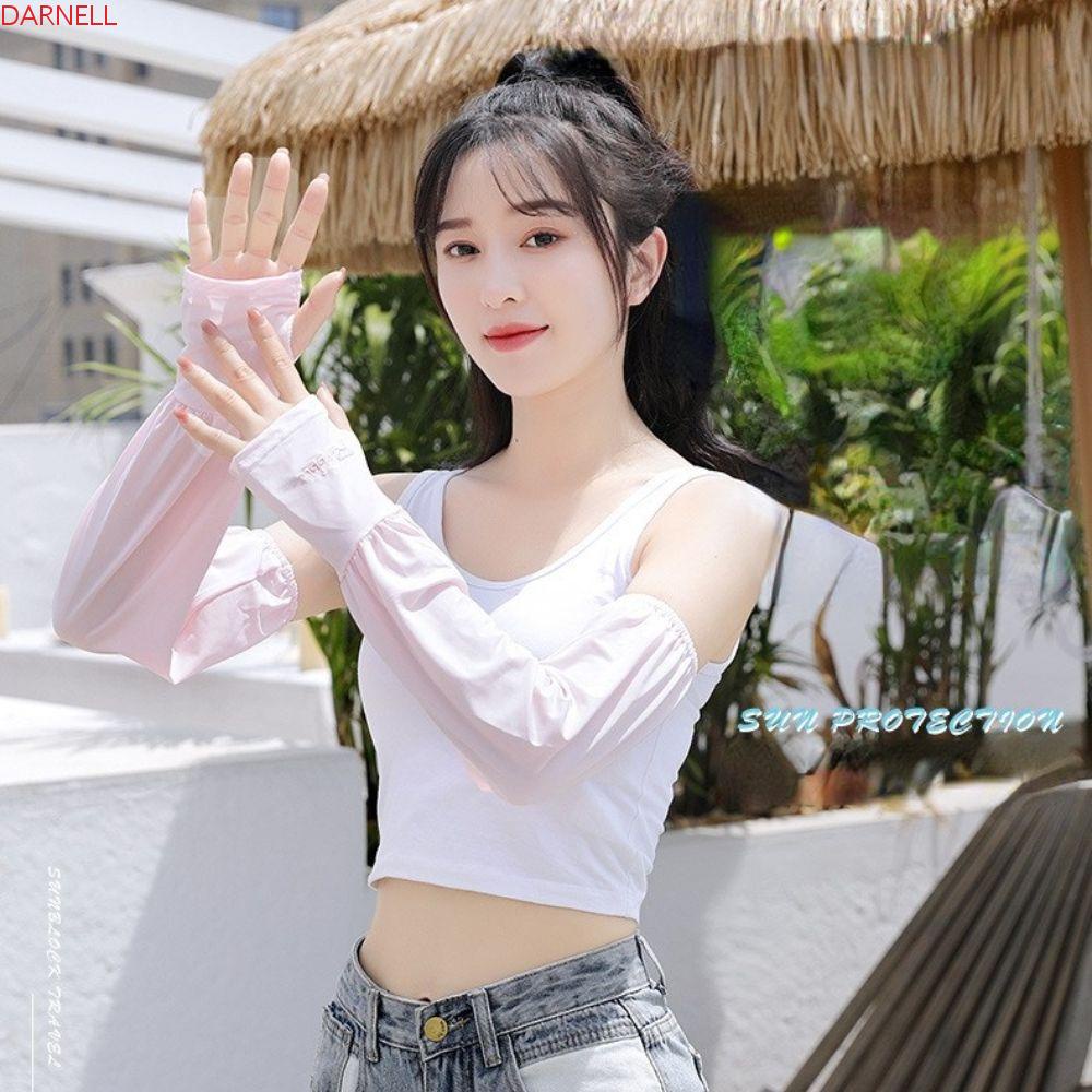DARNELL Găng Tay Chống Nắng Chống Trượt Bằng Lụa Lạnh Thời Trang Mùa Hè Cho Nữ