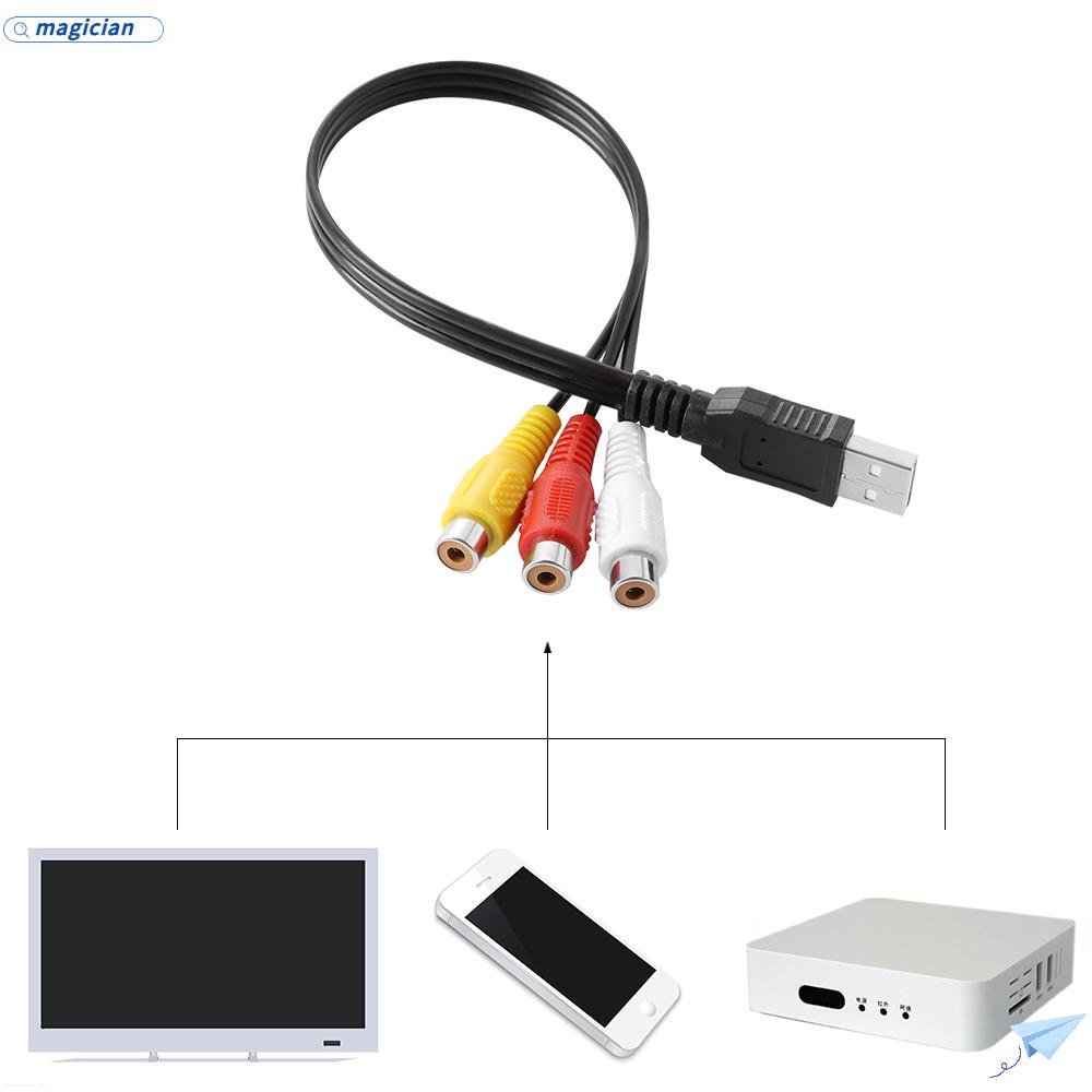 MAG Đầu Chuyển Đổi Từ Cổng USB Sang 3 Giác Cắm RCA 30cm M / F HDTV