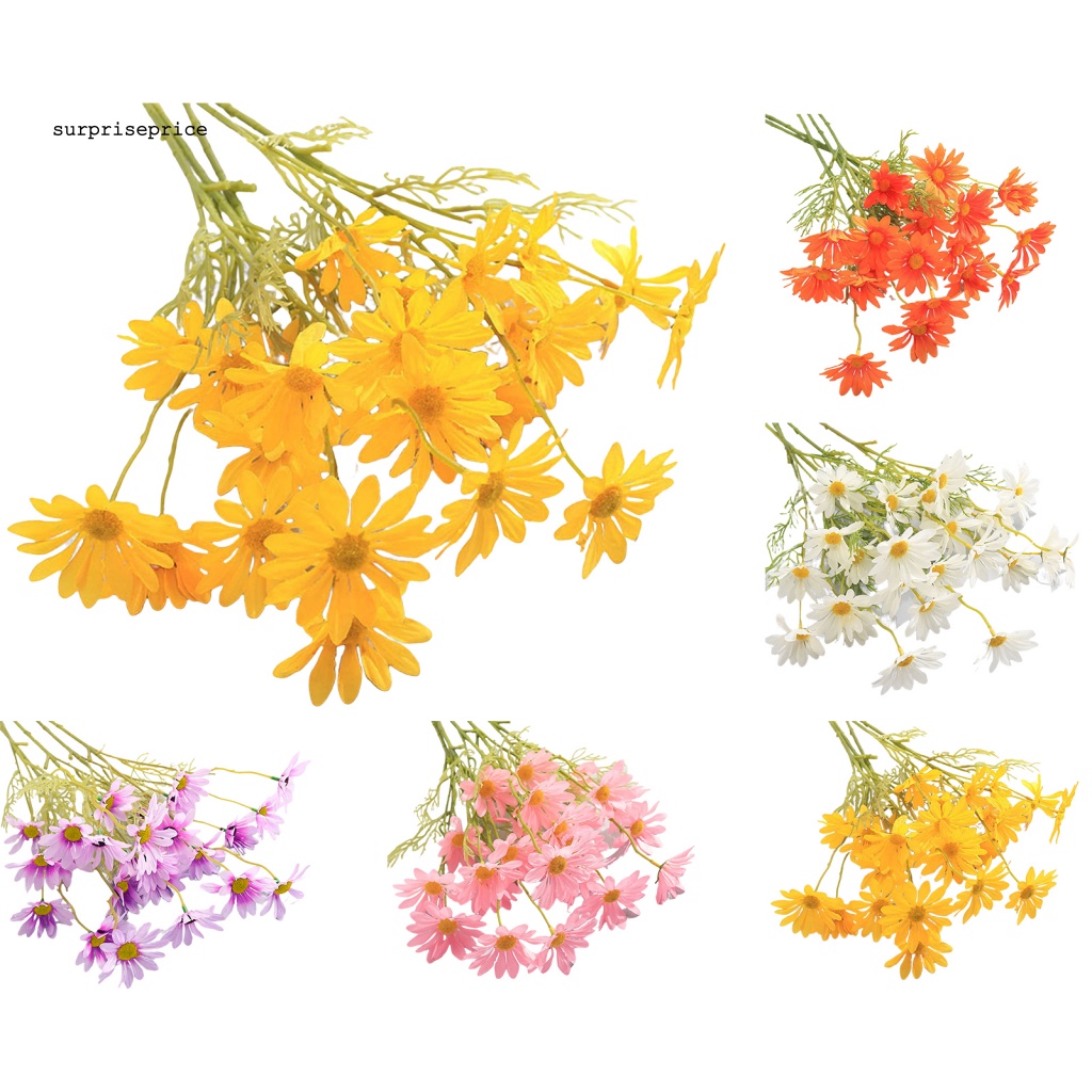 Bó Hoa Giả 5 Bông Bằng Lụa Nhiều Màu Chống Tia UV Trang Trí Nhà Cửa