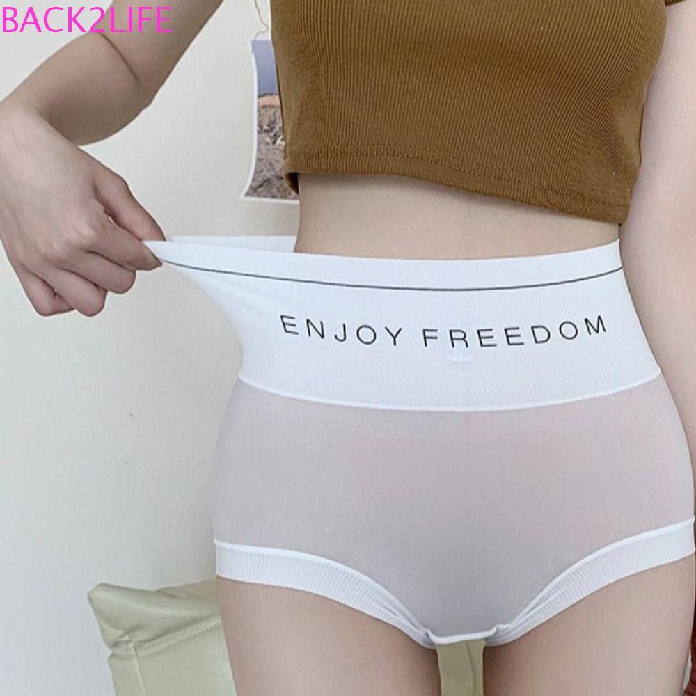 BACK2LIFE Quần Lót Lụa Mulberry Mềm Mại Trong Suốt Lưng Cao Ôm Eo Thoáng Khí Không Đường May Kiểu Hàn Quốc Cho Nữ