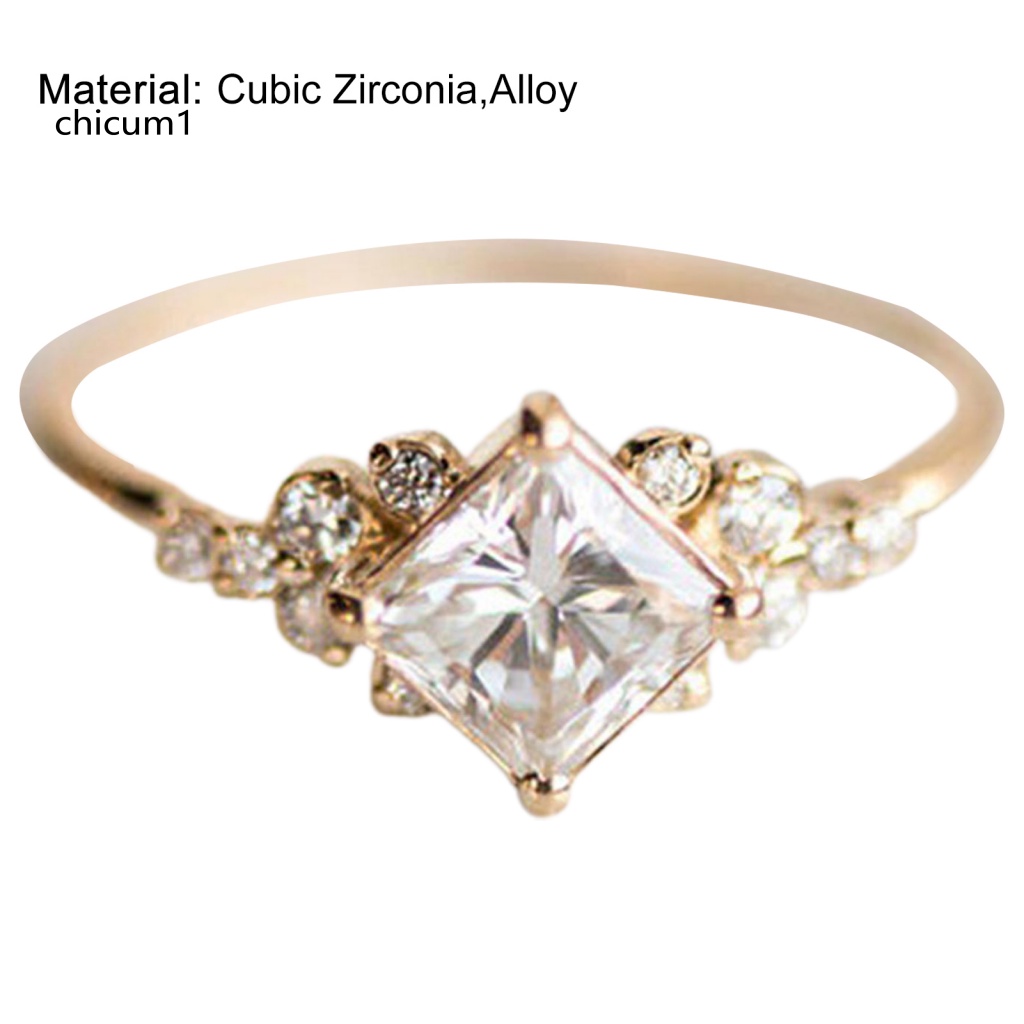 Nhẫn Cưới Mặt Vuông Đính Đá Zircon Thanh Lịch Cho Nữ