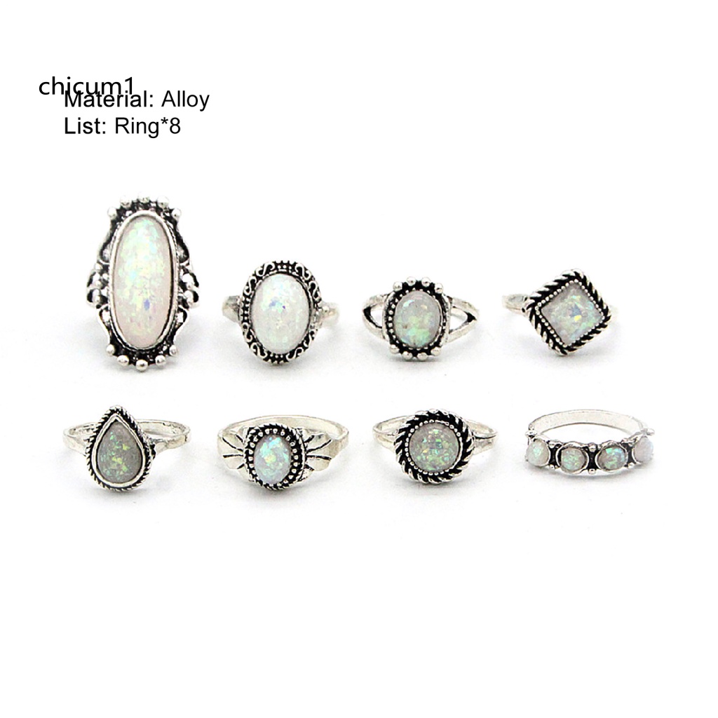 Set 8 Nhẫn Đeo Khớp Ngón Tay Nhiều Màu Sắc Thời Trang