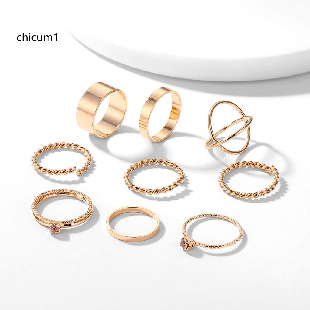 Set 9 Nhẫn Hở Mạ Điện Phong Cách Vintage Thời Trang Cho Nữ