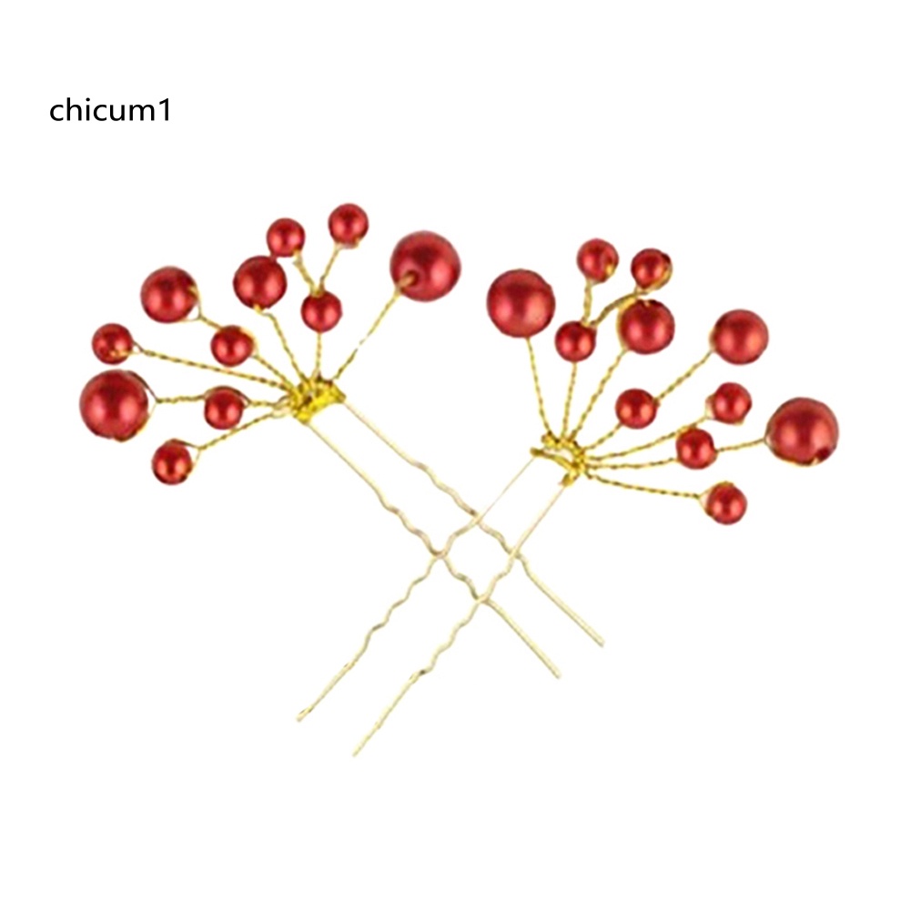 Set 2 Kẹp Tóc Đính Ngọc Trai Giả Lấp Lánh Thời Trang Cho Nữ