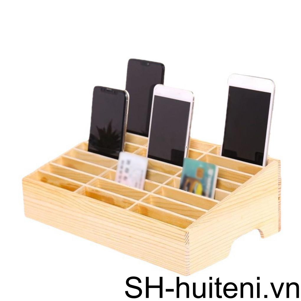 Hộp Đựng Điện Thoại Bằng Gỗ Trong Suốt 12 Ngăn Sức Chứa Lớn Tiện Dụng