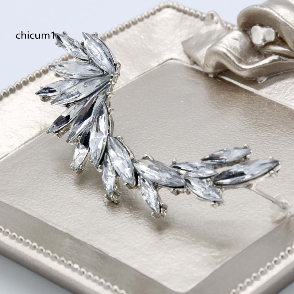 1 Khuyên Kẹp Vành Tai Hình Lá Đính Đá Lấp Lánh Phong Cách Boho