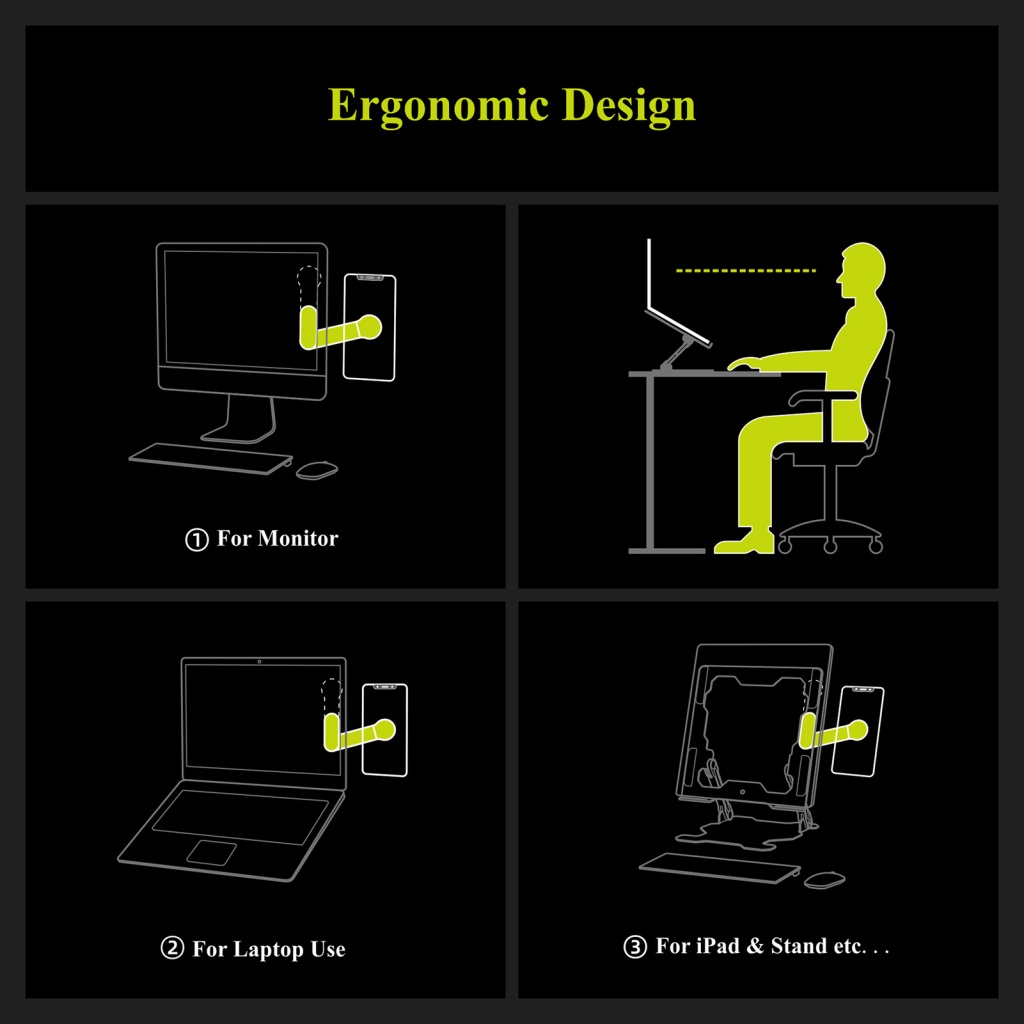 Giá Đỡ Mở Rộng Màn Hình Laptop / Điện Thoại Từ Tính Hai Mặt Tự Dính Có Thể Điều Chỉnh Đa Năng