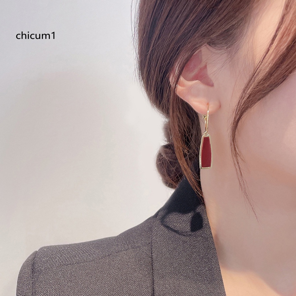 1 Đôi Bông Tai Dạng Kẹp Mạ Bóng Cao Hình Học Quyến Rũ Cho Nữ