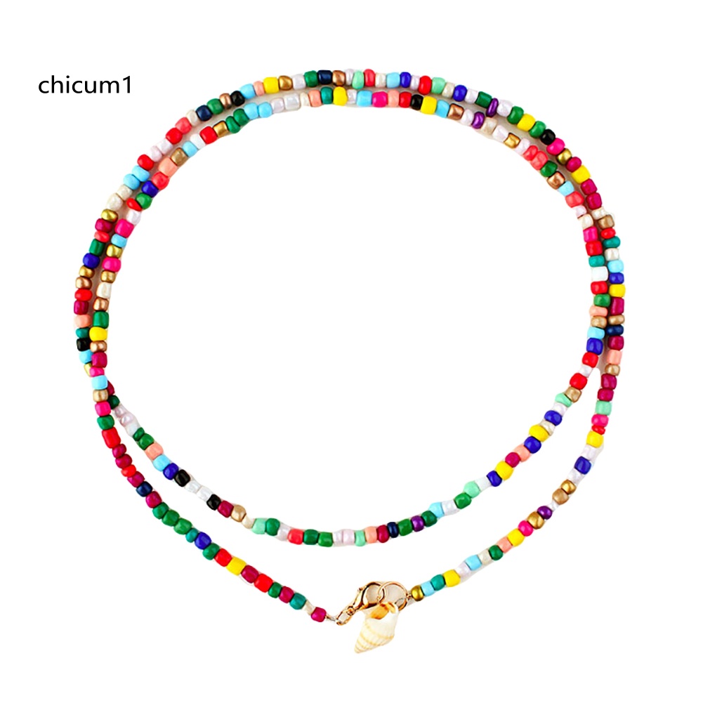 Vòng cổ Hai Lớp Đính Vỏ Sò Phong Cách Bohemian