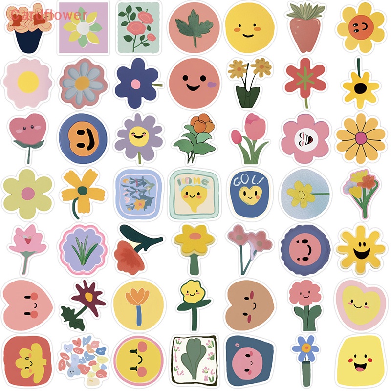 Bộ 50 Miếng Dán Hình Hoa Mặt Cười Graffiti Trang Trí Đa Ứng Dụng Mới