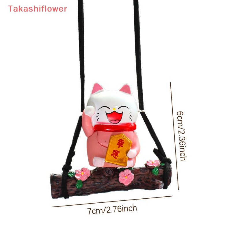 [TakashiflowerV] Phụ Kiện Treo Trang Trí Gương Chiếu Hậu Xe Hơi Hình Mèo May Mắn Hoạt Hình Đáng Yêu Maneki-Niko