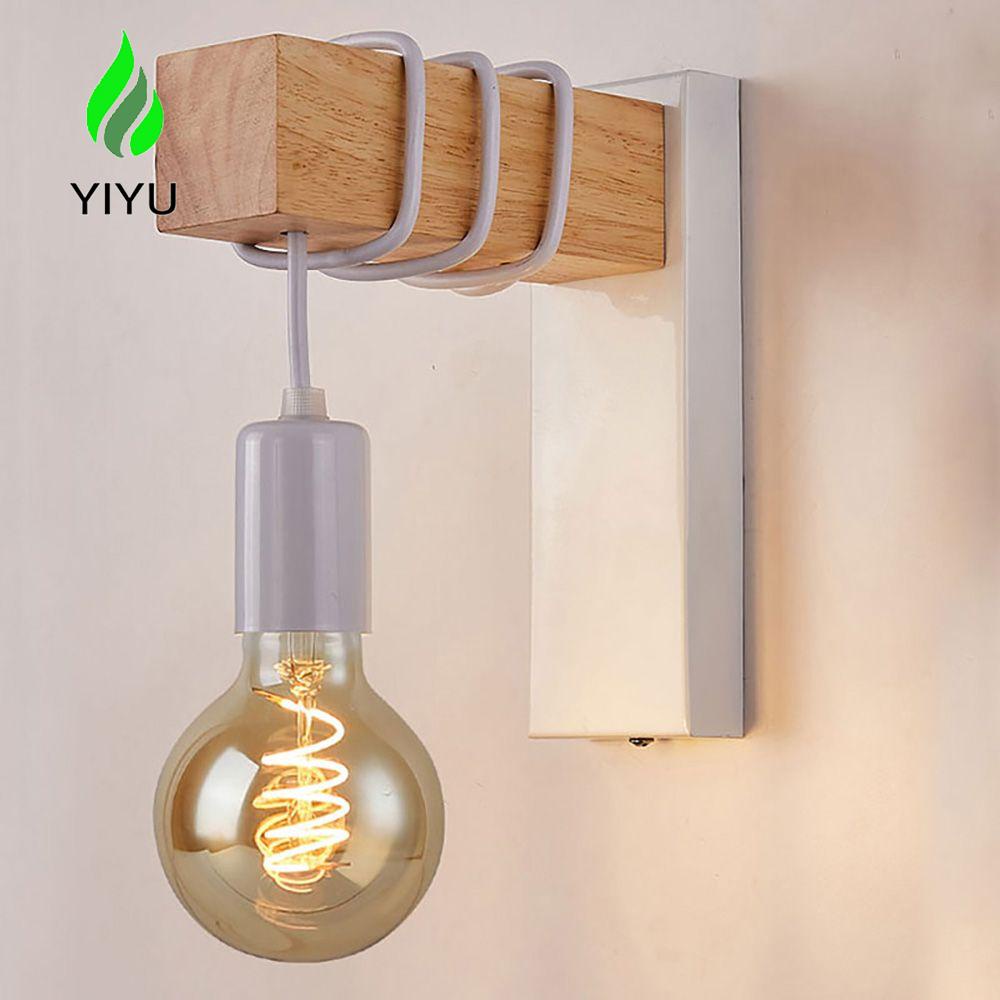 YIYU Đèn Gắn Tường Đế Gỗ Phong Cách Cổ Điển Sáng Tạo