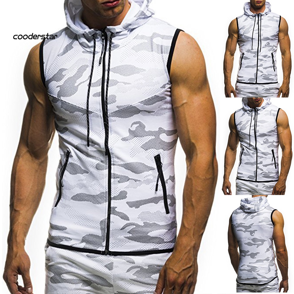 Áo Hoodie Lưới Sát Nách Họa Tiết Rằn Ri Phối Khóa Kéo Thời Trang Mùa Hè Cho Nam