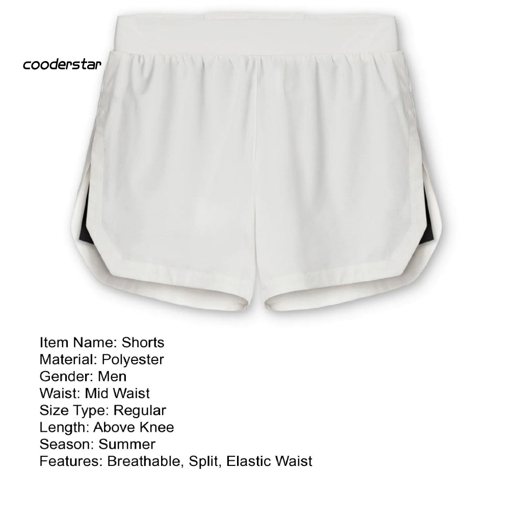 Quần Short Thể Thao Lưng Thun Rút Dây Hai Lớp Màu Trơn Thấm Hút Mồ Hôi Dài Trên Đầu Gối Cho Nam