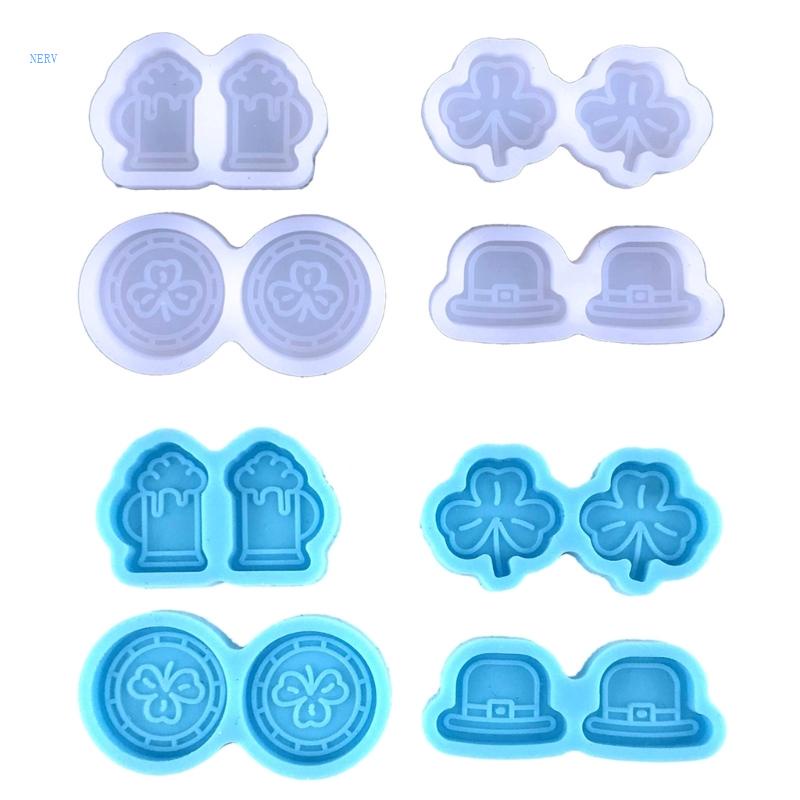 Khuôn Silicone Hình Cỏ Bốn Lá Làm Bông Tai Nhựa Resin