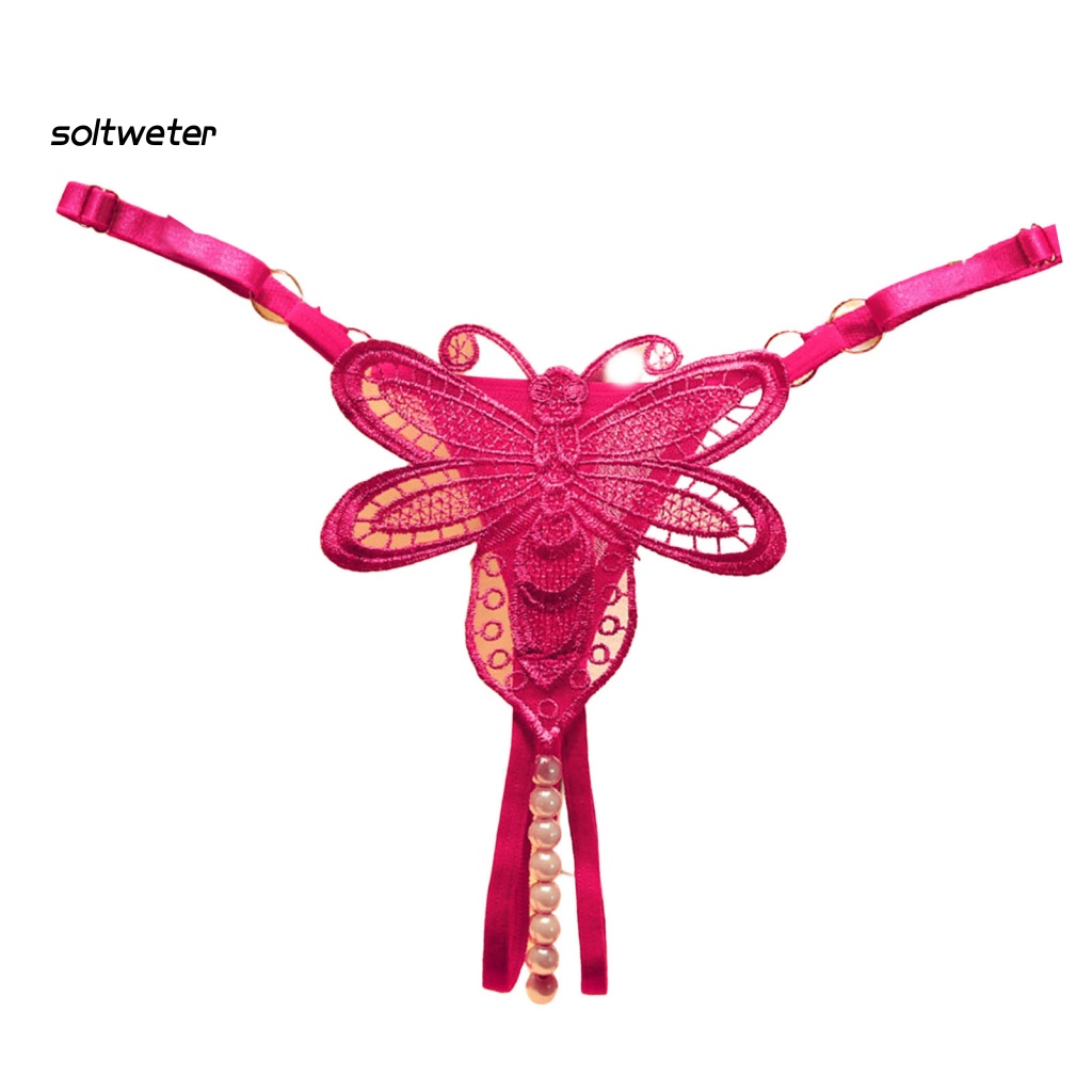 St Quần Lót Nữ Eo Thấp Thoáng Khí Màu Trơn Đính Ngọc Trai Giả Không Cần Bị Rối