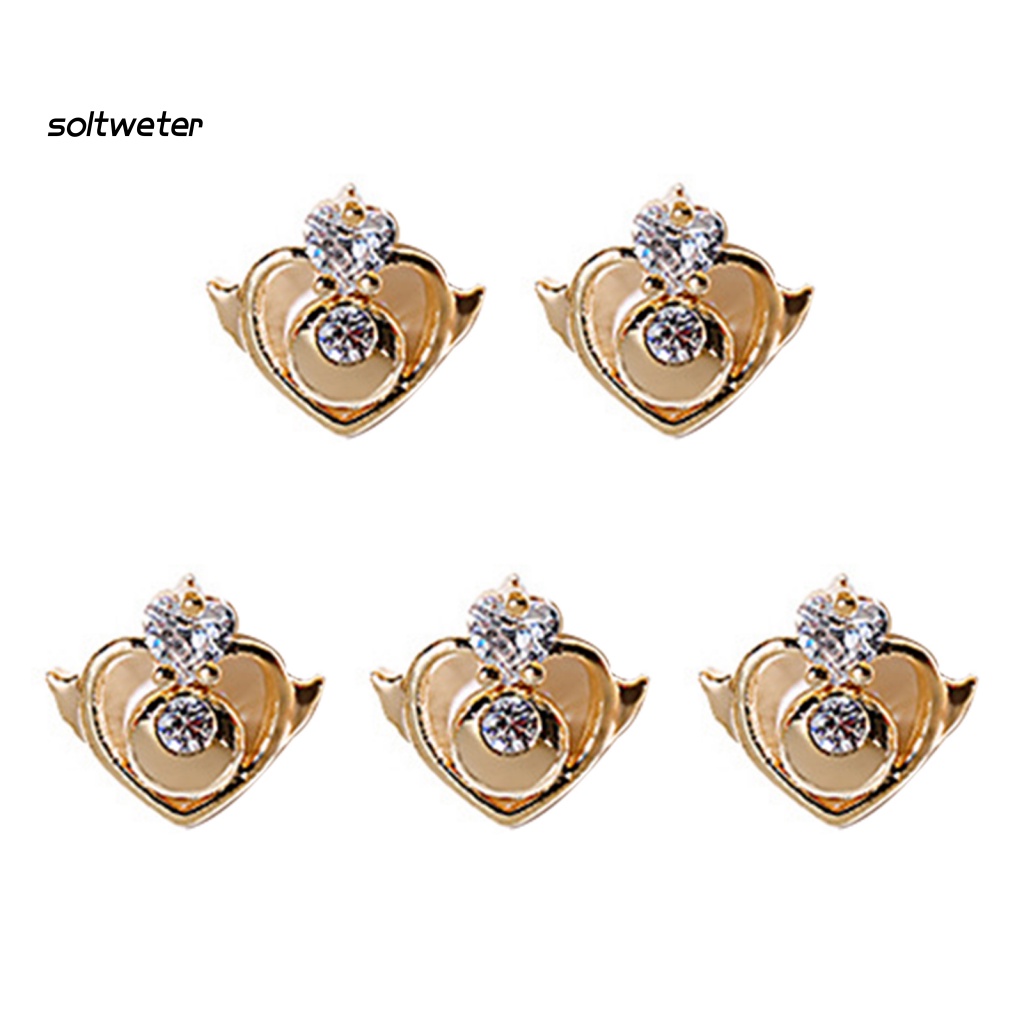 Bộ 5 Phụ Kiện Đá Zircon 3D Tự Trang Trí Móng Tay Nghệ Thuật Cho Nữ