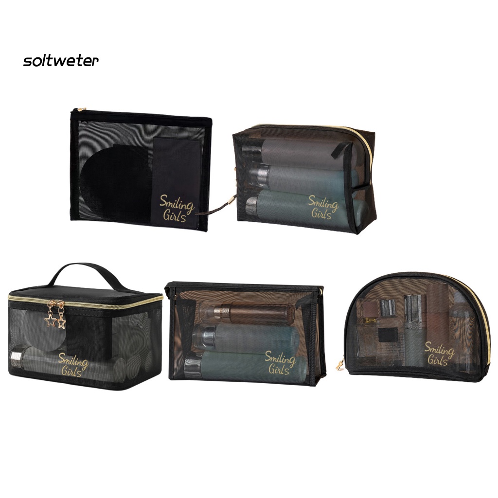 Túi Lưới Đựng Mỹ Phẩm Sức Chứa Lớn Có Khóa Kéo Đôi Đa Năng Tiện Dụng