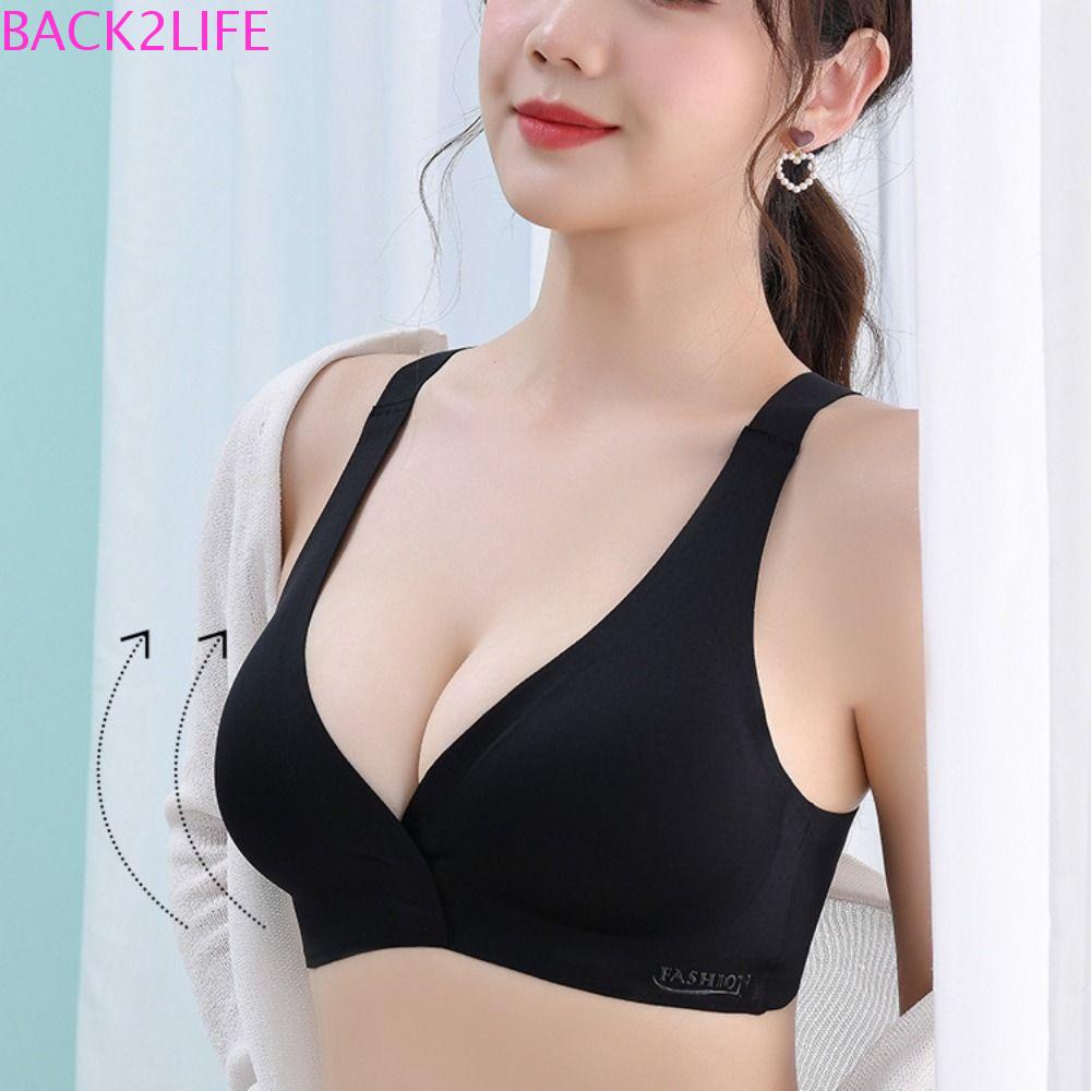 BACK2LIFE Áo Ngực Thể Thao Không Gọng Không Đường May Vải Lụa Mát Mỏng Nâng Ngực Thoải Mái Cho Nữ