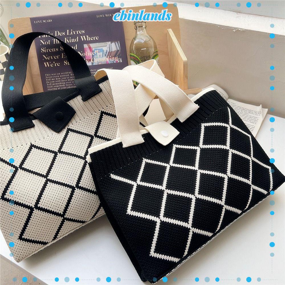 EBINLANDS Túi Mua Sắm Đeo Cổ Tay Thắt Nút Bằng Vải Dệt Kim Hàng Mới