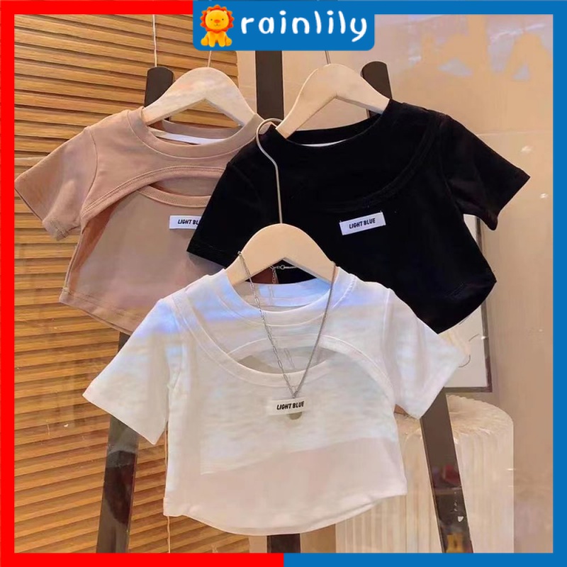 Áo Thun In Chữ Phong Cách Phương Tây Thời Trang Mùa Hè 2023 Cho Bé Gái