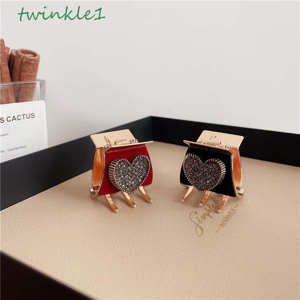 TWINKLE Kẹp Tóc Đuôi Ngựa Mini Hình Trái Tim / Hình Học Bằng Nhung Dễ Thương Xinh Xắn