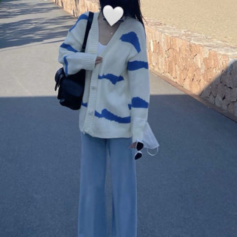 Áo Khoác Cardigan Dáng Rộng Họa Tiết Kẻ Sọc Thời Trang Cho Nữ