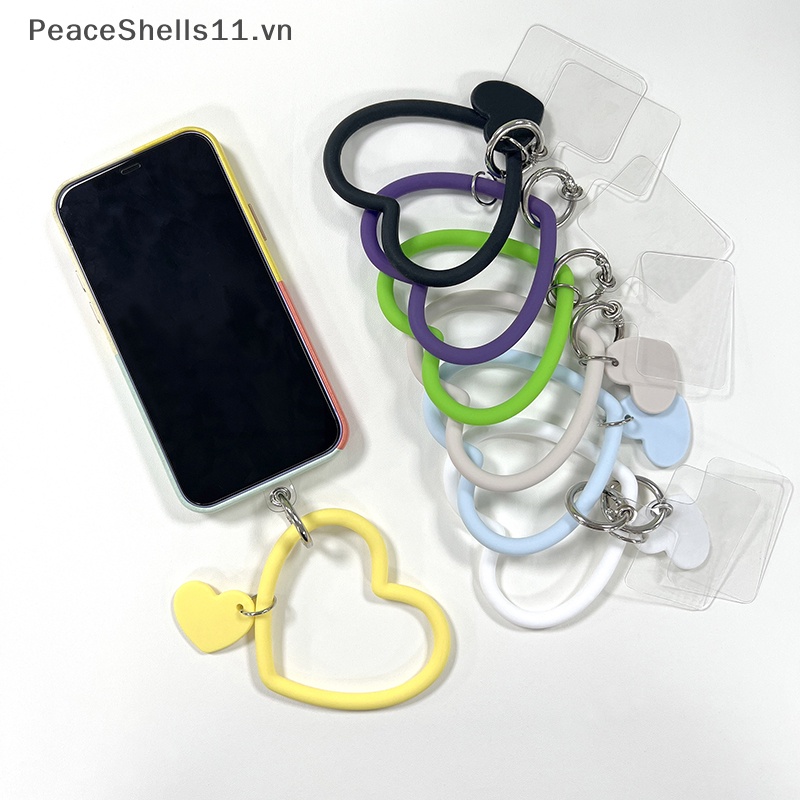 Ốp Điện Thoại Silicone Hình Trái Tim Có Vòng Đeo Tay Chống Thất Lạc