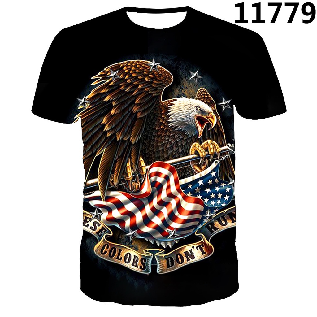 Áo Thun Nam Ngắn Tay Cổ Tròn In Hình Đại Bàng 3d Thời Trang