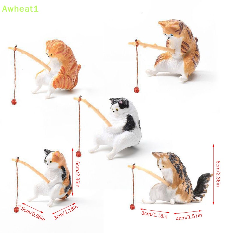 1 Tượng Mèo Câu Cá Mini Bằng Nhựa Resin Trang Trí Mới