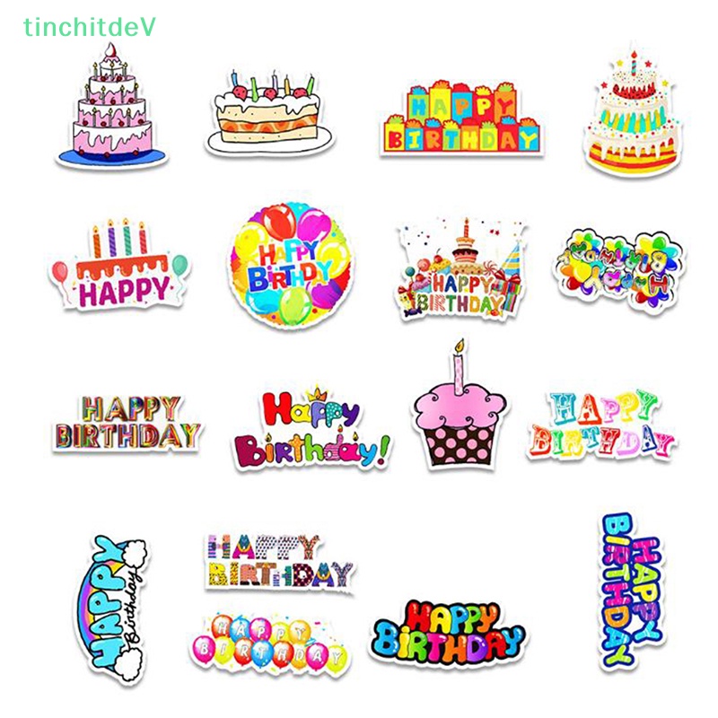 [TinchitdeV] 50 Miếng Dán Hoạt Hình Happy Birthday Trang Trí Laptop Điện Thoại Ván Trượt Xe Hơi [Mới]