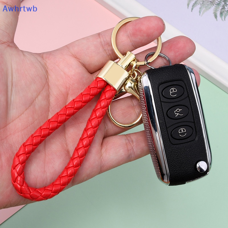 Móc Chìa Khóa Bằng Da PU Bện Nhiều Màu Sắc DIY Sáng Tạo Cho Nữ Mới